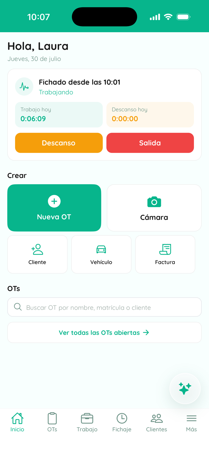El inicio del operario: fichaje y accesos del día